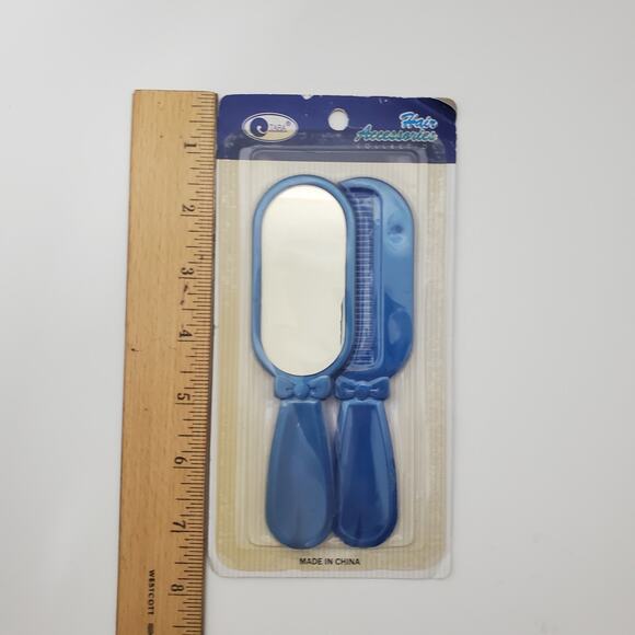Vtg Tara Hair Accessories Mini Blue Comb and Blue Mirror with Bows - Picture 5 of 5